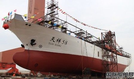 增洲造船第二艘76米秋刀魚船下水