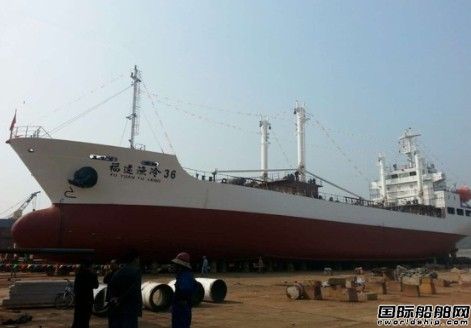 中正船舶一艘新建遠(yuǎn)洋冷藏運(yùn)輸船下水