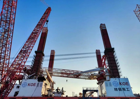 威海金陵完成“精銦01”平臺樁腿加長改造工程