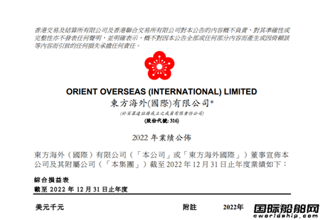 東方海外2022年全年業績再創歷史最佳