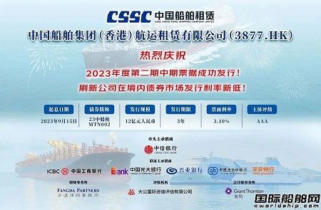 中船租賃成功發行第二期中期熊貓債券