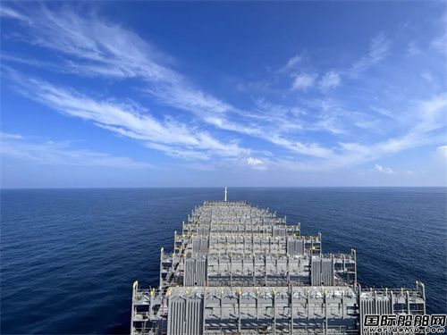 外高橋造船為RCL建造第二艘7000TEU集裝箱船試航凱旋